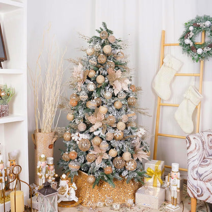 Christmas Ball Ornaments Set, Farmhouse Shatterproof Christmastree Decorations,12Ct Large Plastic Hanging Ornaments, 70Mm/2.76",Flaxen