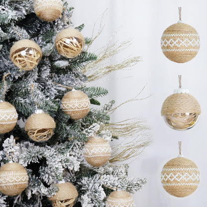 Christmas Ball Ornaments Set, Farmhouse Shatterproof Christmastree Decorations,12Ct Large Plastic Hanging Ornaments, 70Mm/2.76",Flaxen