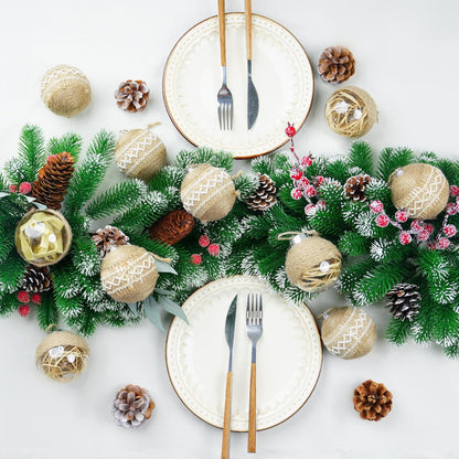 Christmas Ball Ornaments Set, Farmhouse Shatterproof Christmastree Decorations,12Ct Large Plastic Hanging Ornaments, 70Mm/2.76",Flaxen